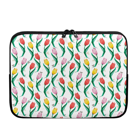 Polygon Tulip Pattern Print Laptop Sleeve