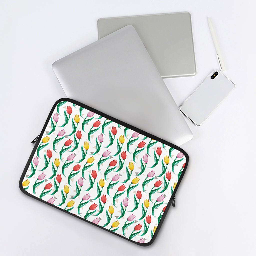 Polygon Tulip Pattern Print Laptop Sleeve
