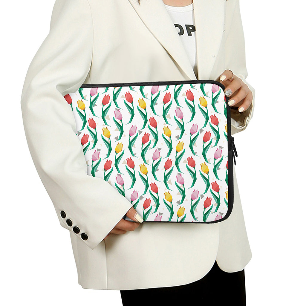Polygon Tulip Pattern Print Laptop Sleeve