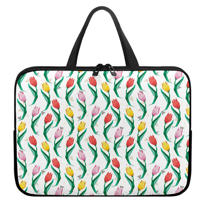 Polygon Tulip Pattern Print Laptop Sleeve With Handle