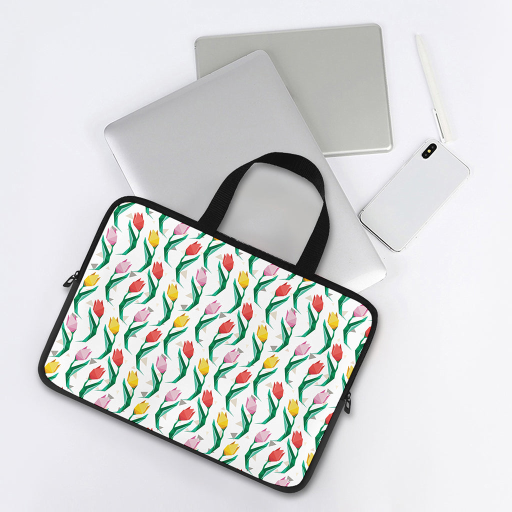 Polygon Tulip Pattern Print Laptop Sleeve With Handle