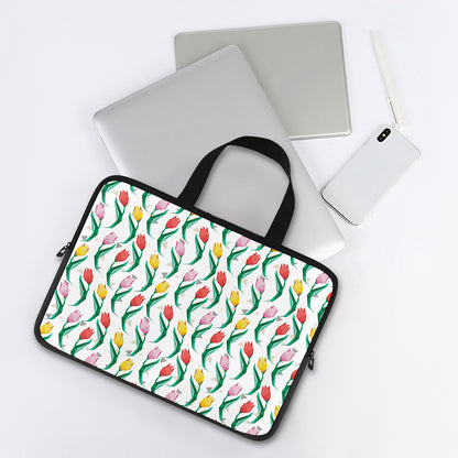 Polygon Tulip Pattern Print Laptop Sleeve With Handle