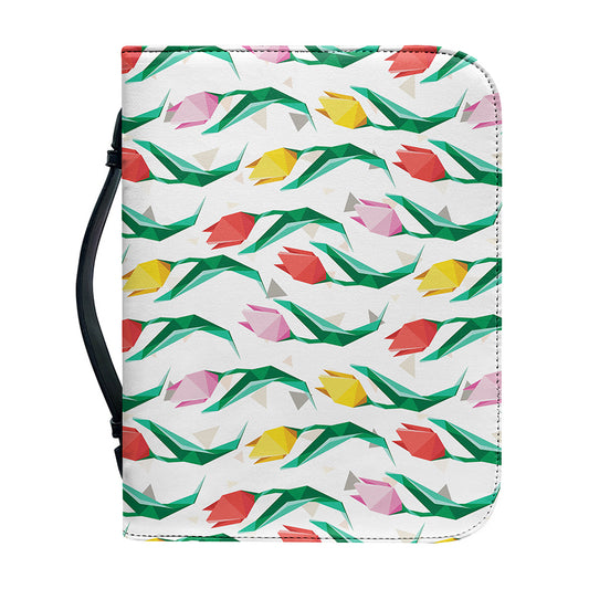 Polygon Tulip Pattern Print Leather Bible Cover