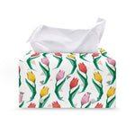 Polygon Tulip Pattern Print Leather Tissue Box Cover