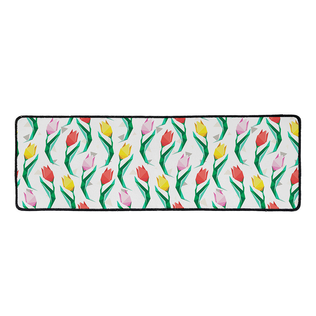 Polygon Tulip Pattern Print Long Kitchen Mat