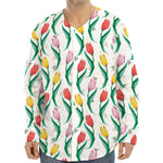 Polygon Tulip Pattern Print Long Sleeve Baseball Jersey