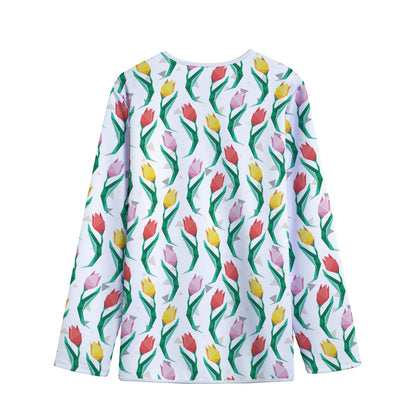 Polygon Tulip Pattern Print Long Sleeve Short Coat