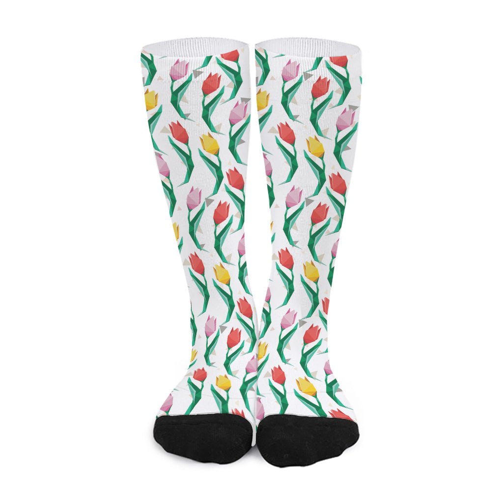 Polygon Tulip Pattern Print Long Socks