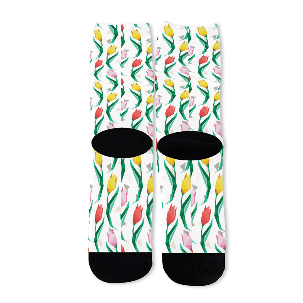 Polygon Tulip Pattern Print Long Socks
