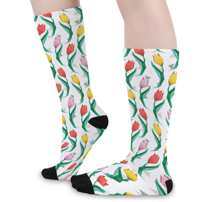 Polygon Tulip Pattern Print Long Socks