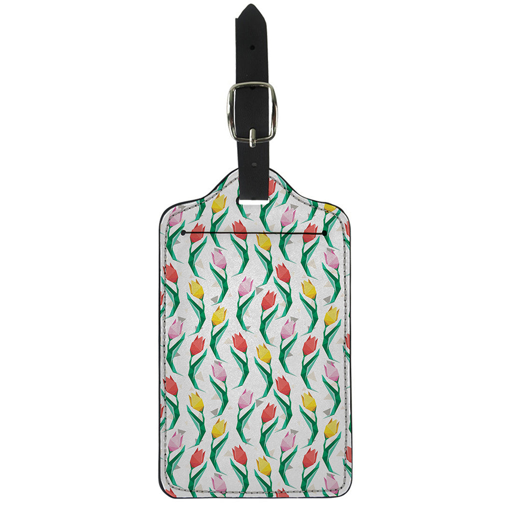 Polygon Tulip Pattern Print Luggage Tag
