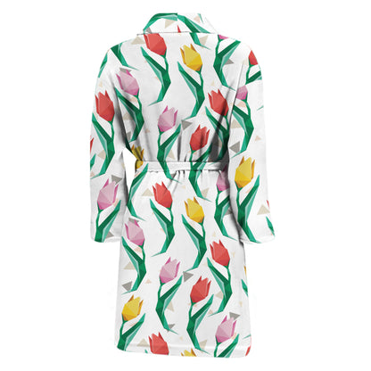 Polygon Tulip Pattern Print Men's Bathrobe