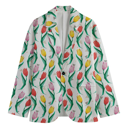 Polygon Tulip Pattern Print Men's Blazer