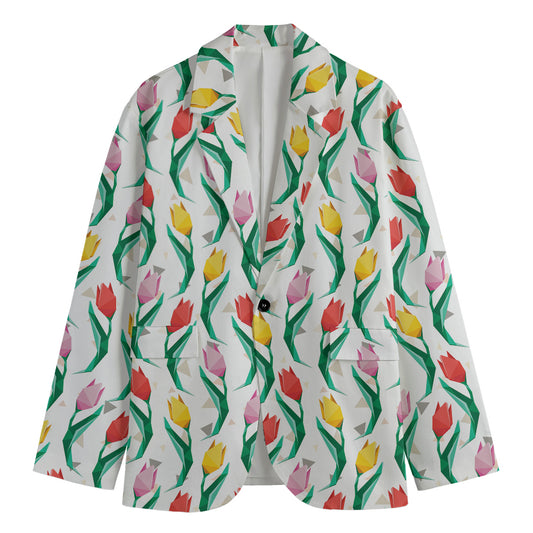 Polygon Tulip Pattern Print Men's Blazer