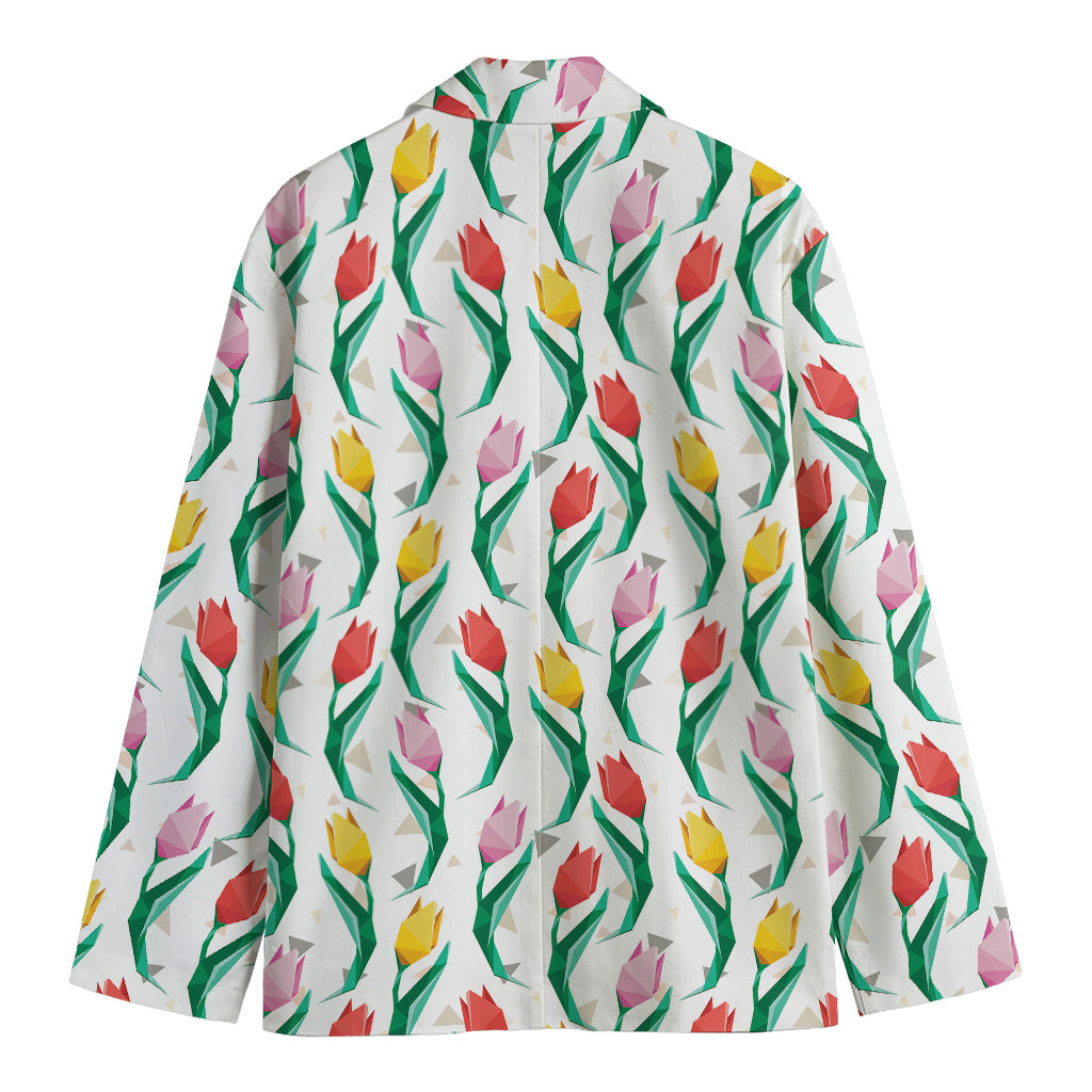 Polygon Tulip Pattern Print Men's Blazer