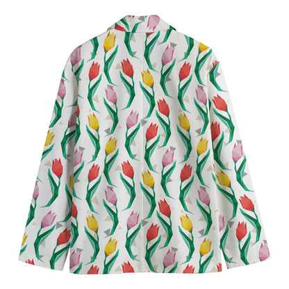 Polygon Tulip Pattern Print Men's Blazer