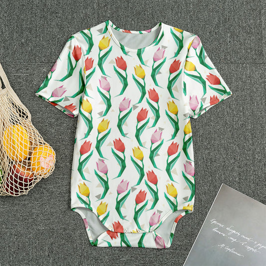 Polygon Tulip Pattern Print Men's Bodysuit