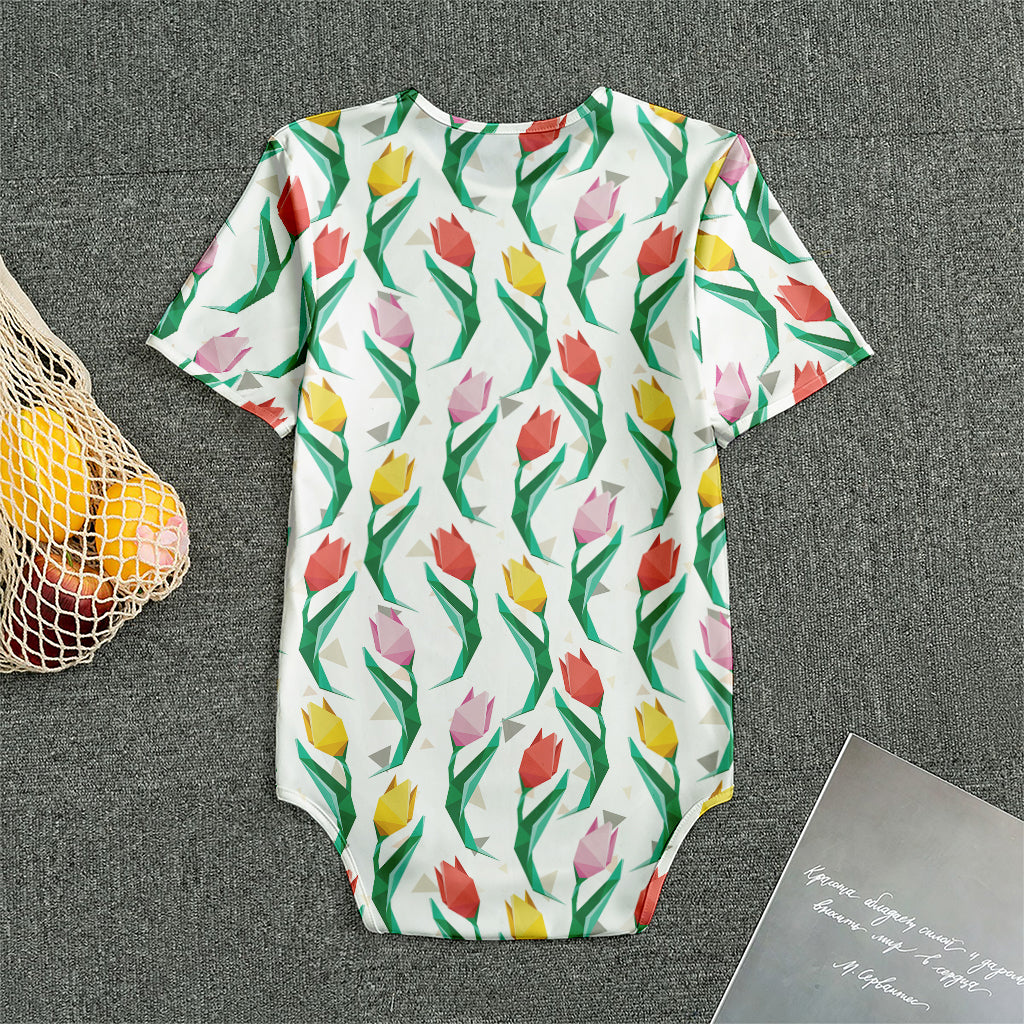 Polygon Tulip Pattern Print Men's Bodysuit