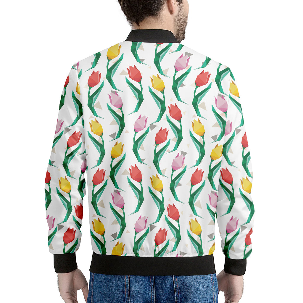 Polygon Tulip Pattern Print Men's Bomber Jacket