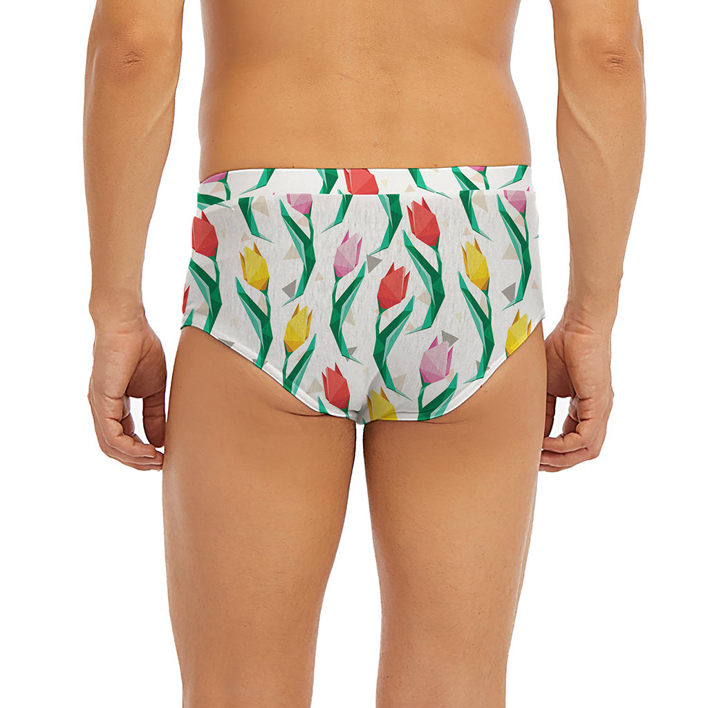 Polygon Tulip Pattern Print Men's Briefs