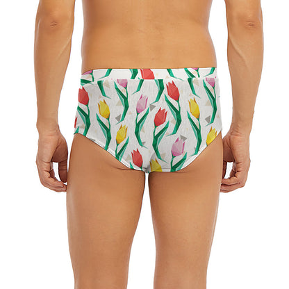 Polygon Tulip Pattern Print Men's Briefs