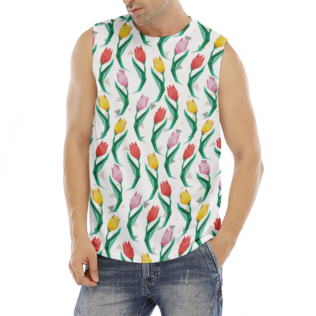 Polygon Tulip Pattern Print Men's Fitness Tank Top