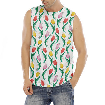 Polygon Tulip Pattern Print Men's Fitness Tank Top