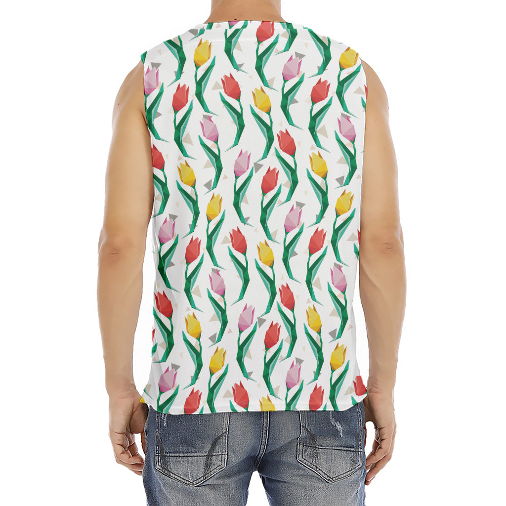 Polygon Tulip Pattern Print Men's Fitness Tank Top
