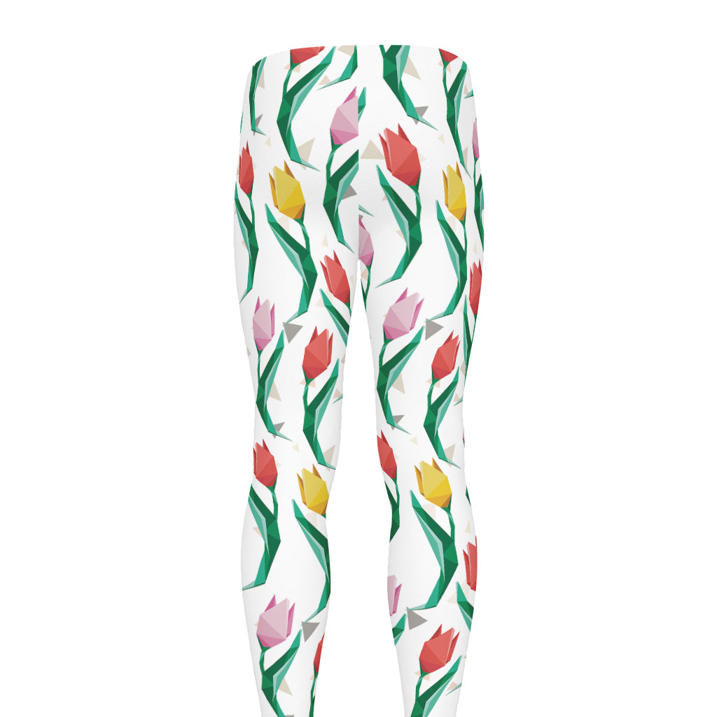 Polygon Tulip Pattern Print Men's leggings