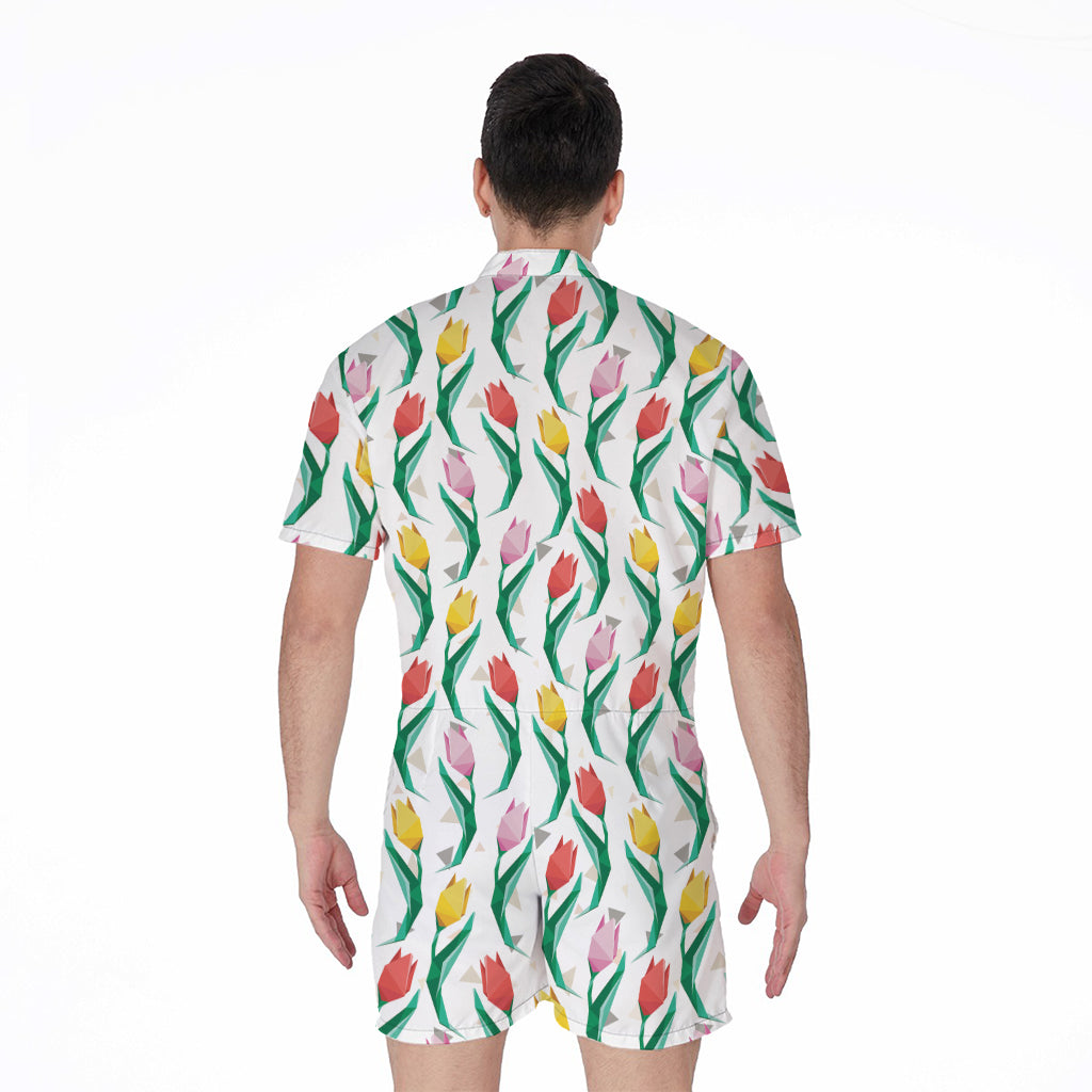 Polygon Tulip Pattern Print Men's Rompers