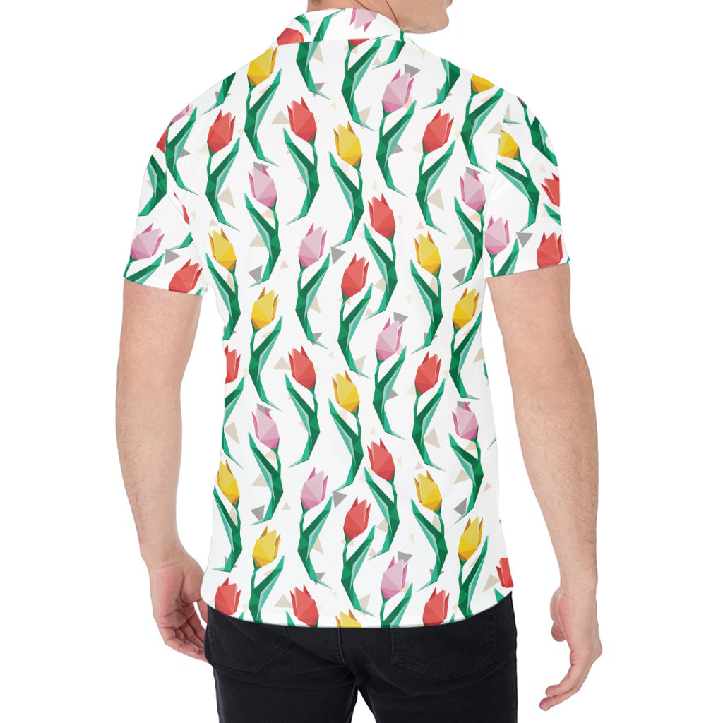 Polygon Tulip Pattern Print Men's Shirt