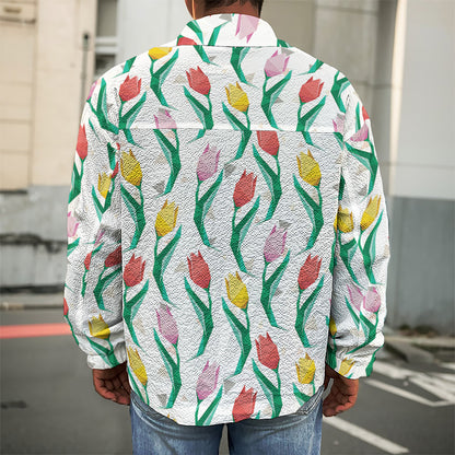 Polygon Tulip Pattern Print Men's Shirt Jacket