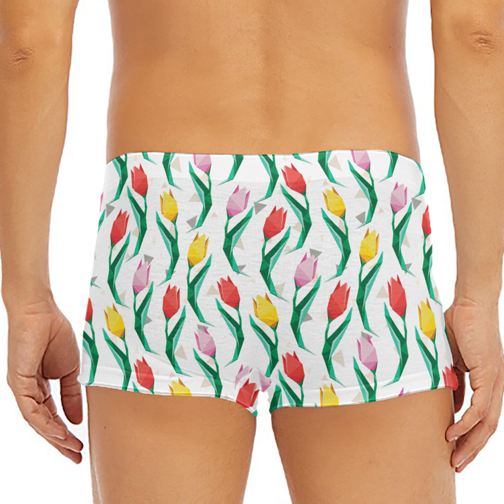 Polygon Tulip Pattern Print Men's Short Boxer Briefs