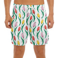 Polygon Tulip Pattern Print Men's Split Running Shorts