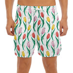 Polygon Tulip Pattern Print Men's Split Running Shorts