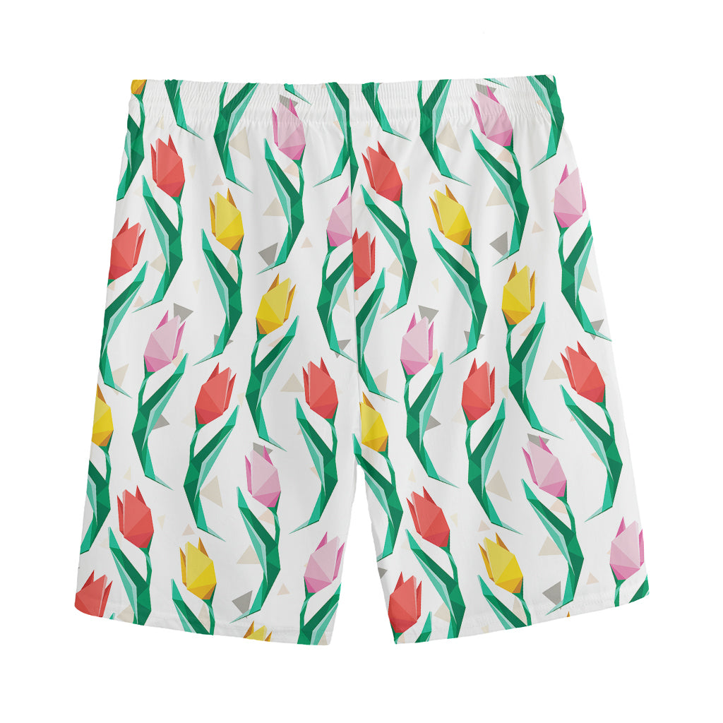 Polygon Tulip Pattern Print Men's Sports Shorts