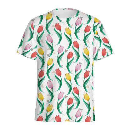 Polygon Tulip Pattern Print Men's Sports T-Shirt