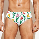 Polygon Tulip Pattern Print Men's Swim Briefs