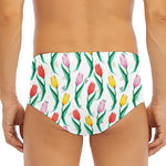 Polygon Tulip Pattern Print Men's Triangle Swim Briefs
