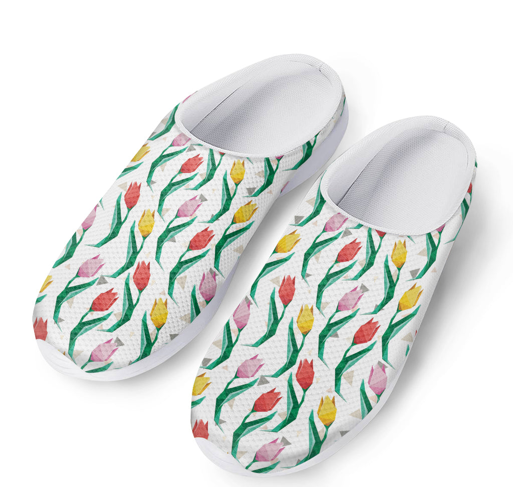 Polygon Tulip Pattern Print Mesh Casual Shoes