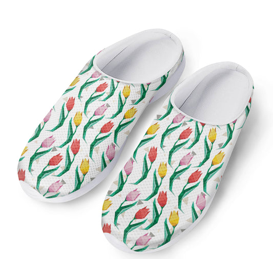 Polygon Tulip Pattern Print Mesh Casual Shoes