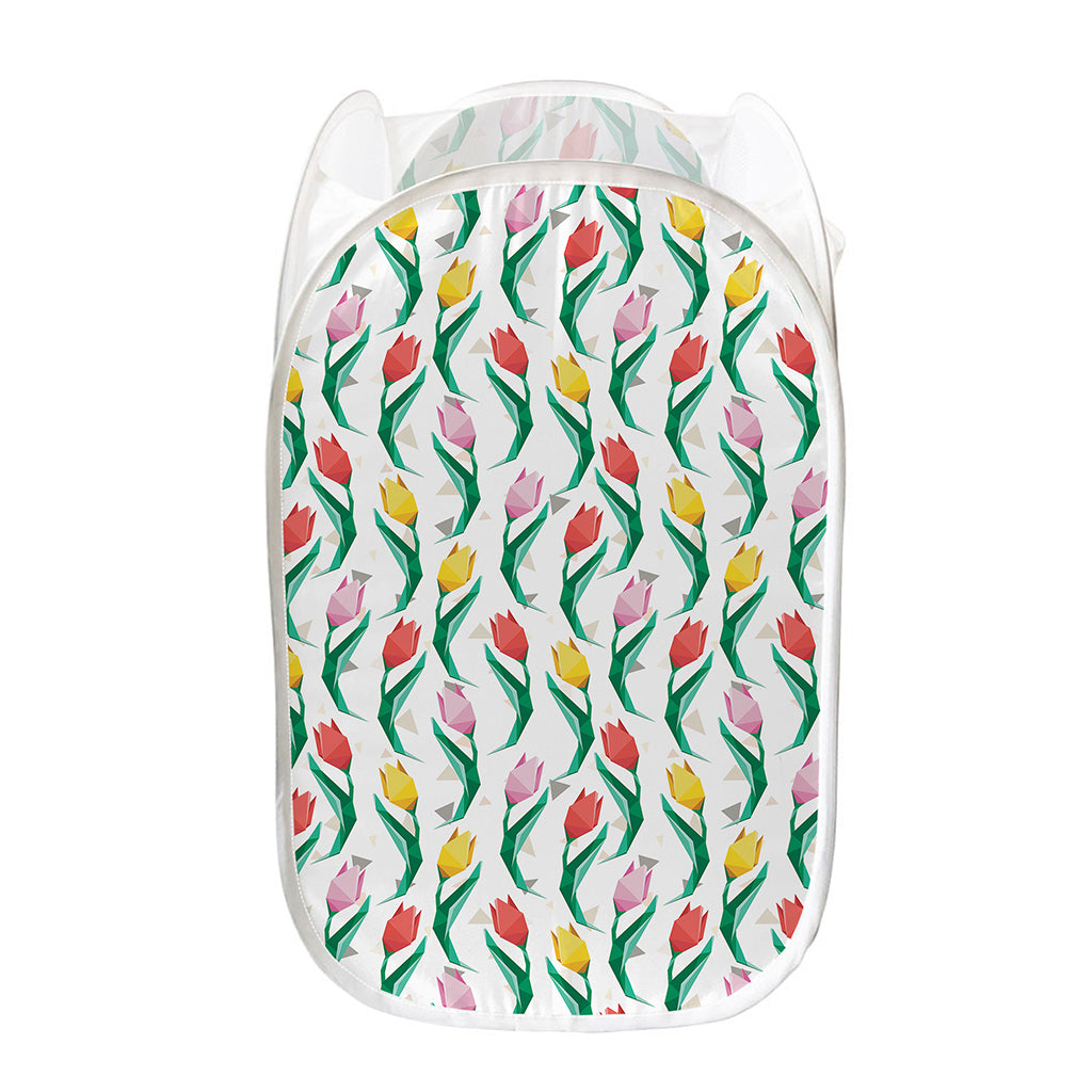 Polygon Tulip Pattern Print Mesh Laundry Hamper