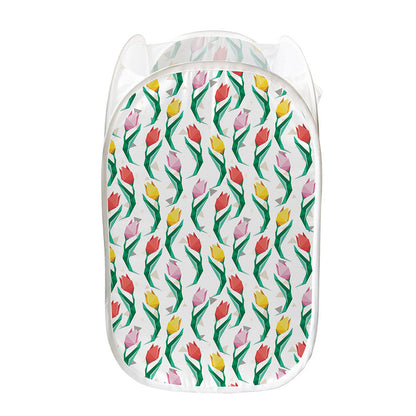 Polygon Tulip Pattern Print Mesh Laundry Hamper