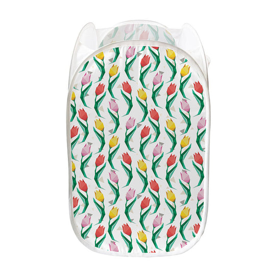 Polygon Tulip Pattern Print Mesh Laundry Hamper