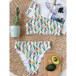 Polygon Tulip Pattern Print One Shoulder Bikini Top