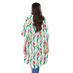 Polygon Tulip Pattern Print Open Front Beach Cover Up
