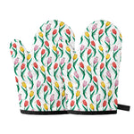 Polygon Tulip Pattern Print Oven Mitts