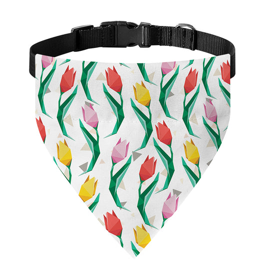 Polygon Tulip Pattern Print Over The Collar Dog Bandana