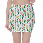 Polygon Tulip Pattern Print Pencil Mini Skirt