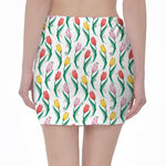 Polygon Tulip Pattern Print Pencil Mini Skirt